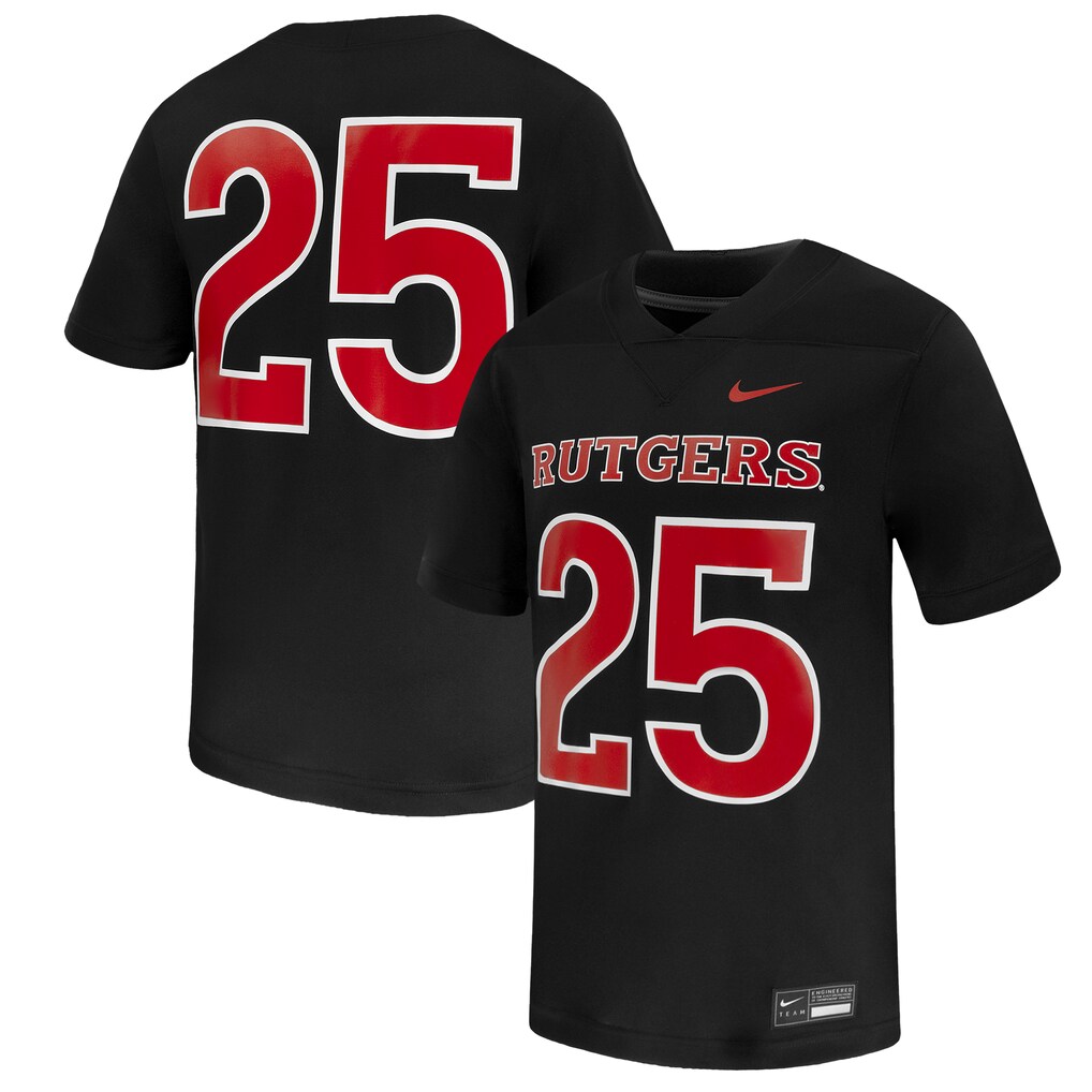 Men's Nike #25 Black Rutgers Scarlet Knights Untouchable Replica Game Jersey - Jersey