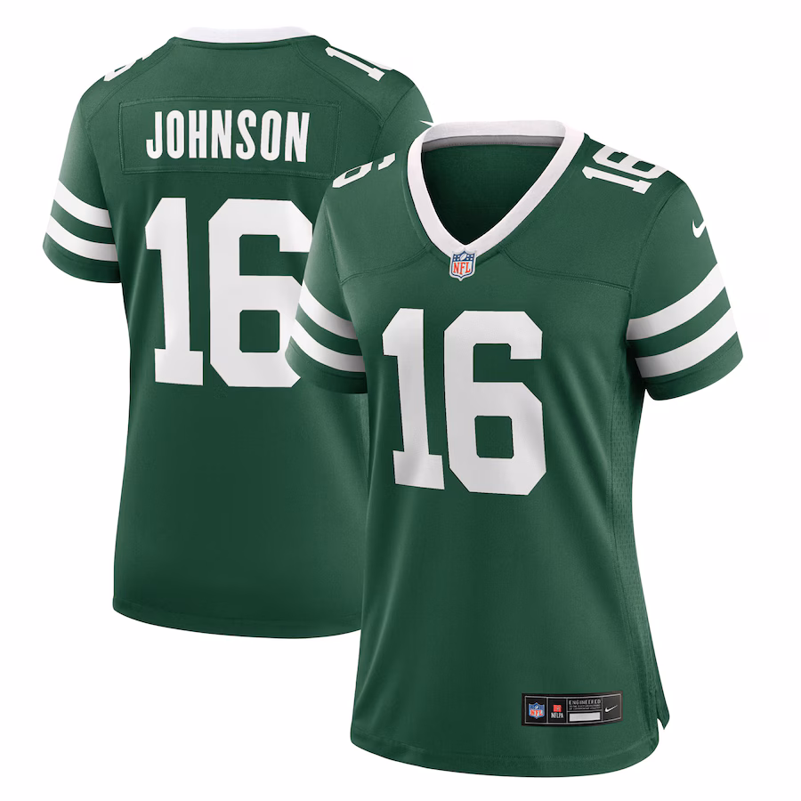 Women's New York Jets Tyler Johnson Nike Legacy Green Team Game Jersey - Jersey