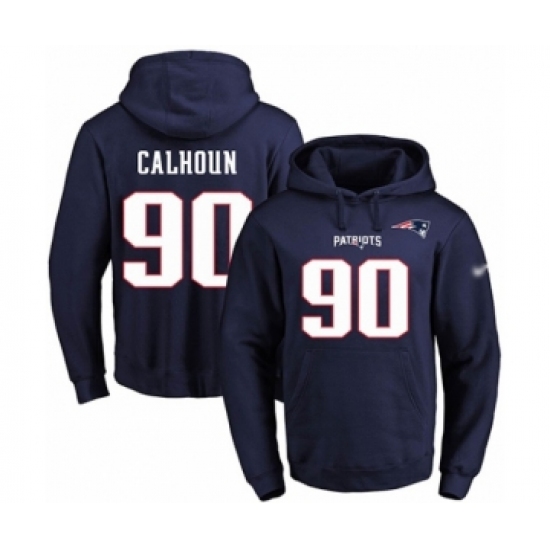 Football Men's New England Patriots #90 Shilique Calhoun Navy Blue Name & Number Pullover Hoodie - Jersey