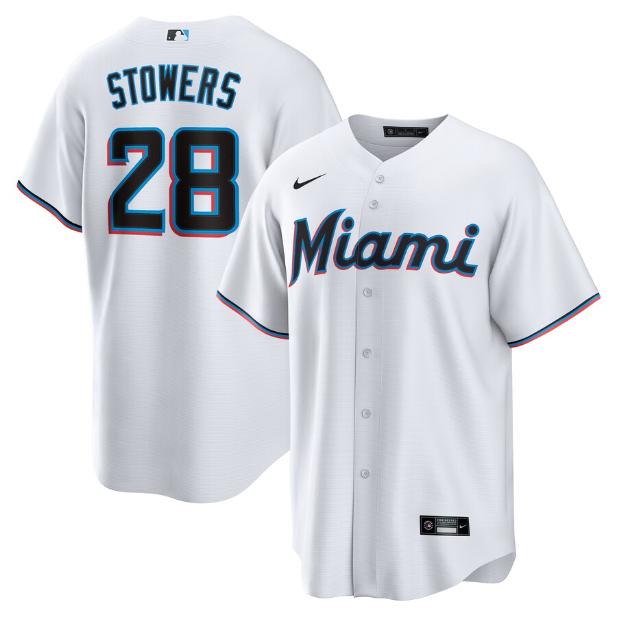Men's Miami Marlins Kyle Stowers Nike White Home Replica Jersey - Jersey