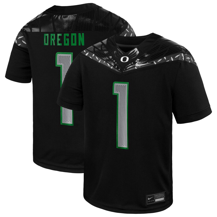 Youth Nike #1 Black Oregon Ducks Vapor Fusion Football Jersey - Jersey