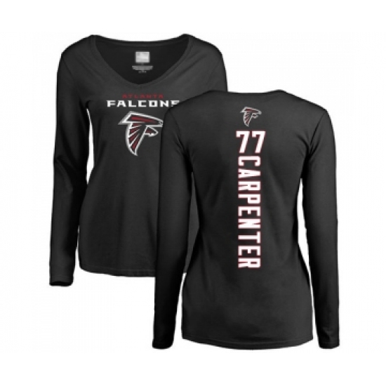 Football Women's Atlanta Falcons #77 James Carpenter Black Backer Long Sleeve T-Shirt - Jersey