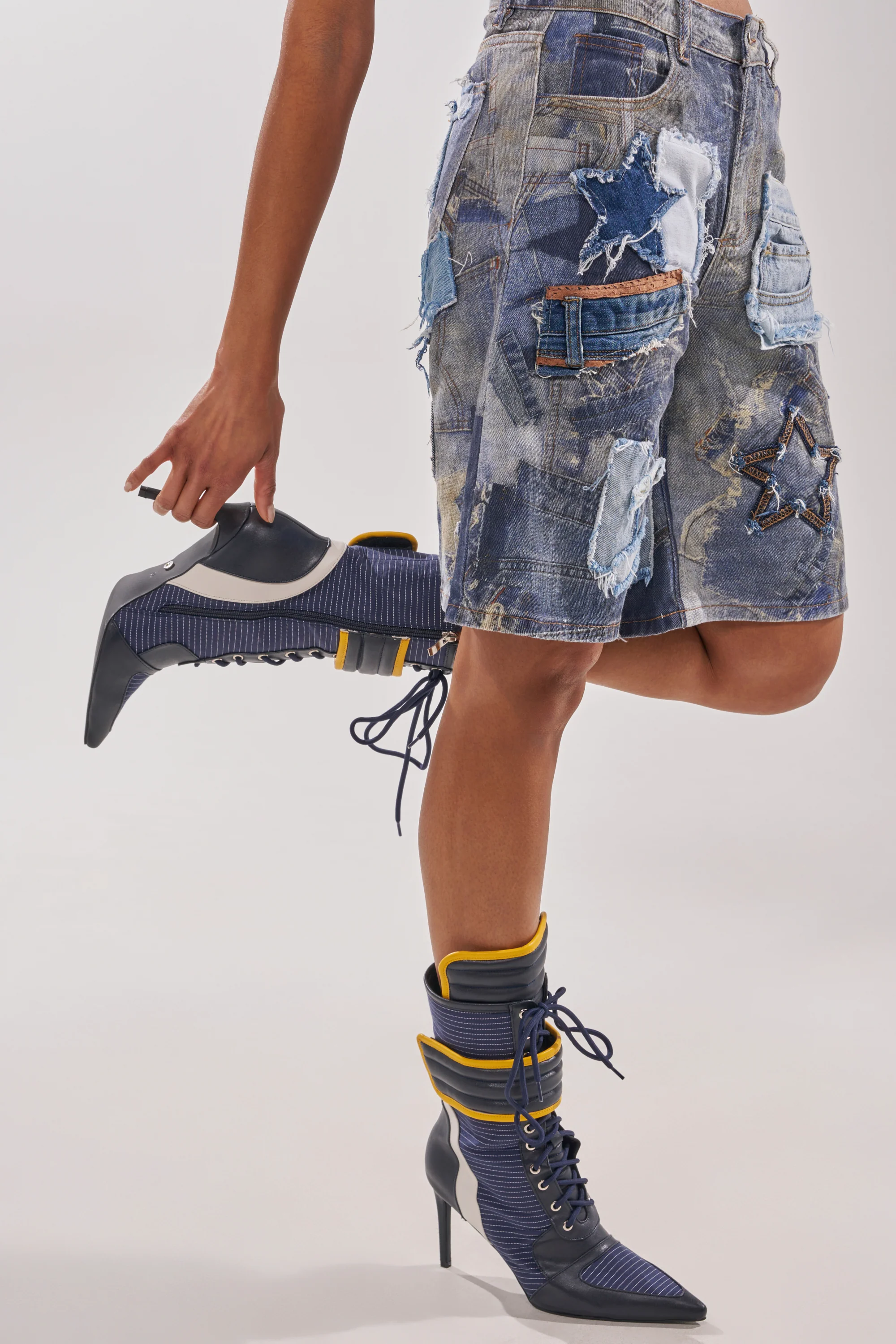 AKIRA GOLD DEMAND NAVY STILETTO BOOTIE - Akira Wear
