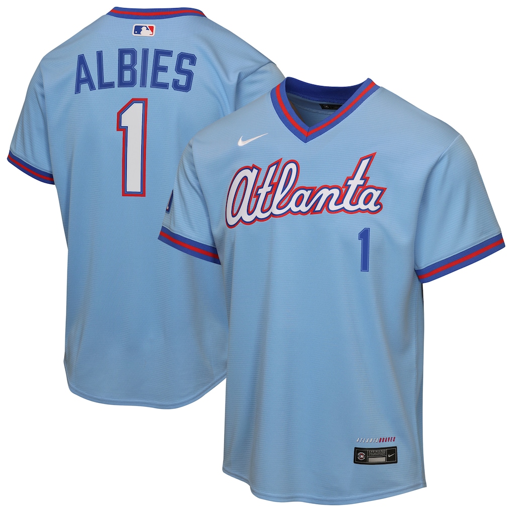 Youth Atlanta Braves Ozzie Albies Nike Powder Blue 2026 City Connect Stadium Jersey - Jersey