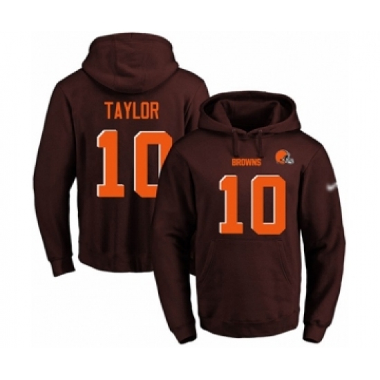 Football Men's Cleveland Browns #10 Taywan Taylor Brown Name & Number Pullover Hoodie - Jersey