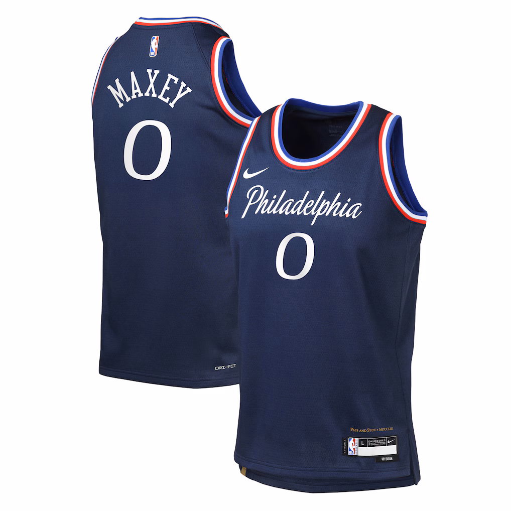 Youth Philadelphia 76ers Tyrese Maxey Nike Navy 2025/26 City Edition Swingman Jersey - Jersey