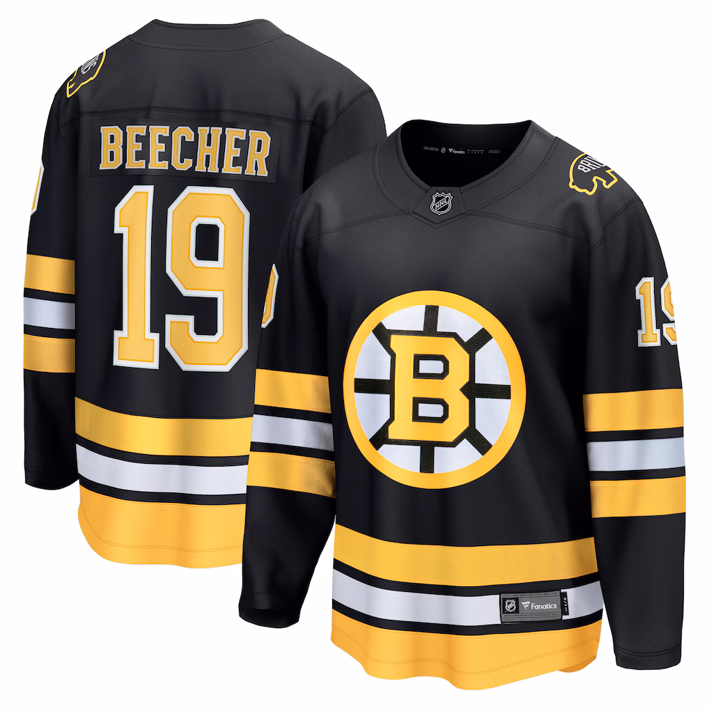 Men's Boston Bruins John Beecher Fanatics Black Home Breakaway Player Jersey - Jersey