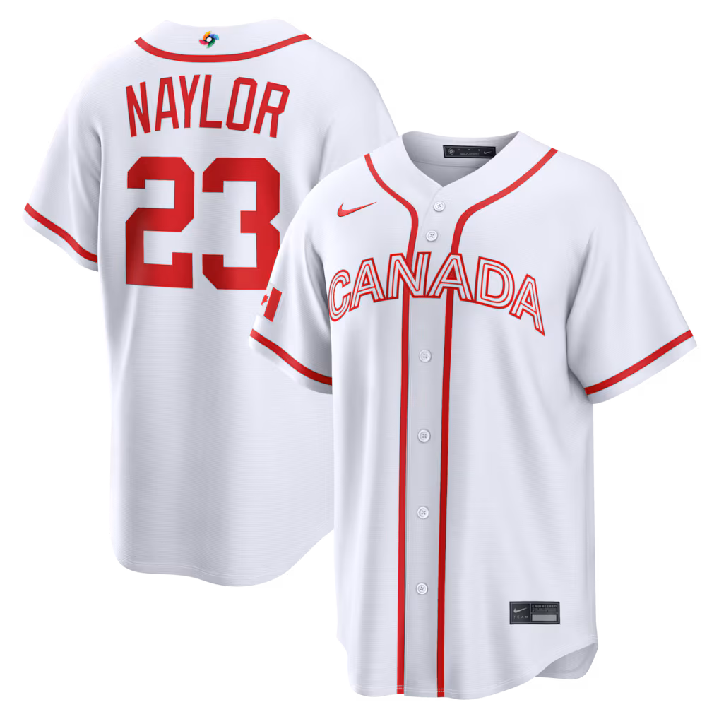Men's Canada Baseball Bo Naylor Nike White 2026 World Baseball Classic Home Stadium Jersey - Jersey