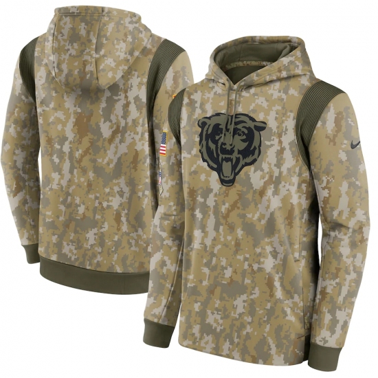 Men's Chicago Bears Nike Camo 2021 Salute To Service Therma Performance Pullover Hoodie - Jersey