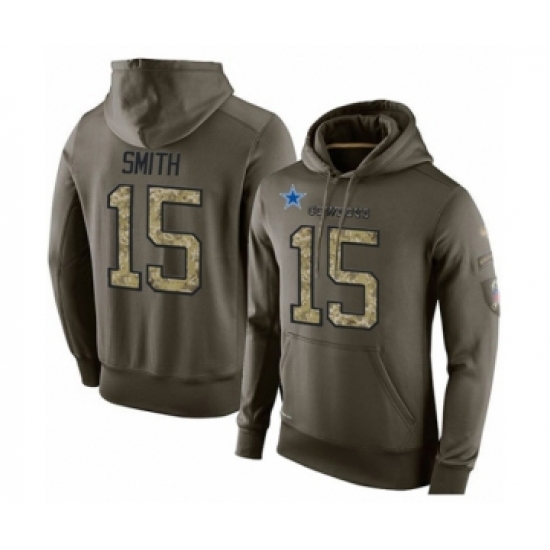 Football Men's Dallas Cowboys #15 Devin Smith Green Salute To Service Pullover Hoodie - Jersey