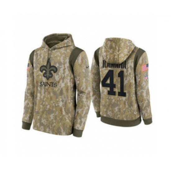 Men's New Orleans Saints #41 Alvin Kamara Camo 2021 Salute To Service Therma Performance Pullover Football Hoodie - Jersey