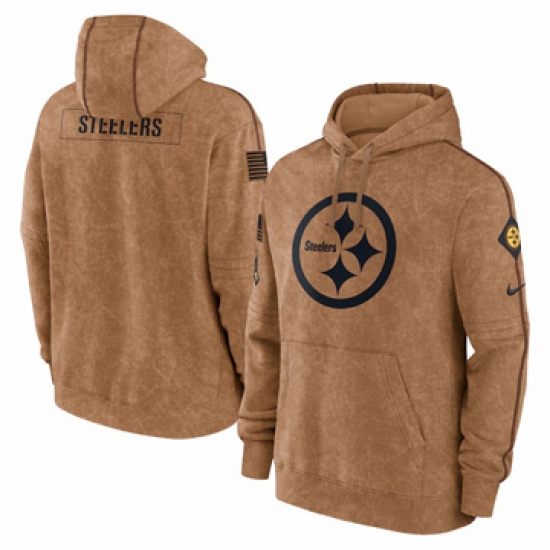 Men's Pittsburgh Steelers Nike Brown 2023 Salute To Service Club Pullover Hoodie - Jersey
