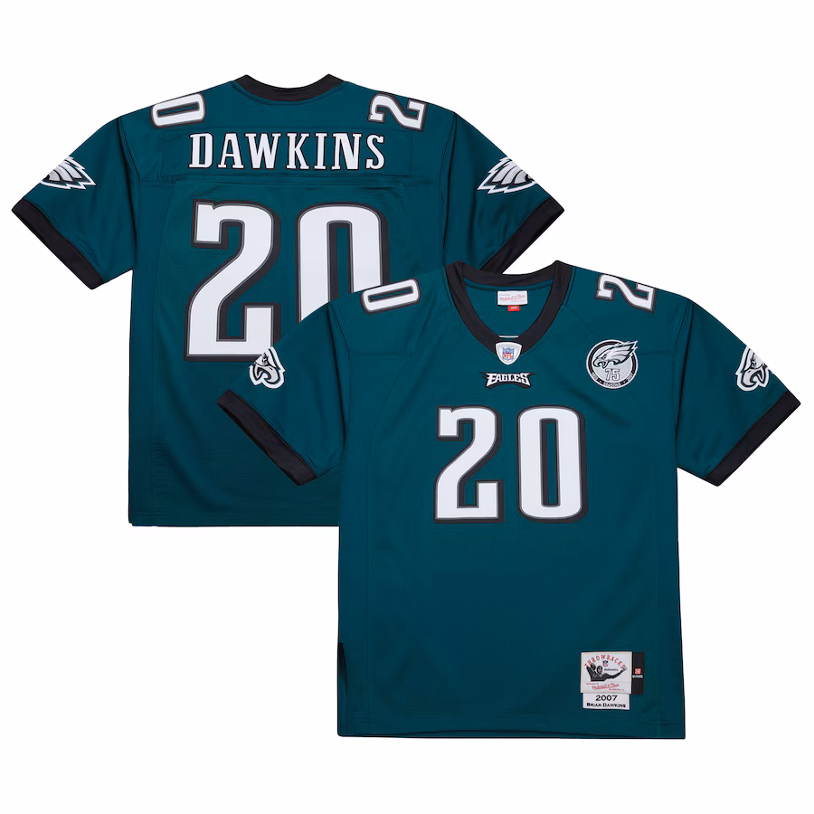 Men's Philadelphia Eagles Brian Dawkins Mitchell & Ness Green 2007 Authentic Throwback Retired Player Jersey - Jersey