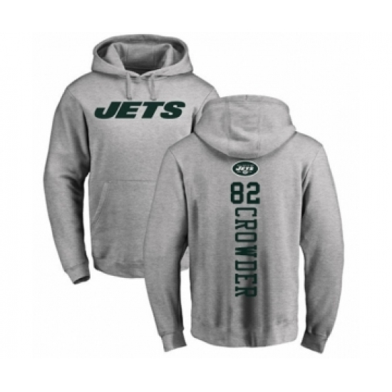 Football New York Jets #82 Jamison Crowder Ash Backer Pullover Hoodie - Jersey