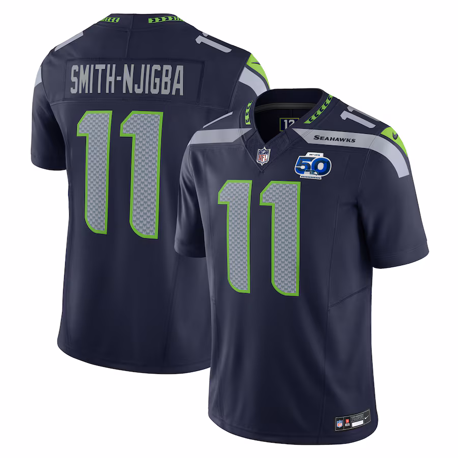 Men's Seattle Seahawks Jaxon Smith-Njigba Nike College Navy Team 50th Season Vapor F.U.S.E. Limited Jersey - Jersey