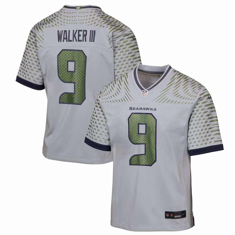 Youth Seattle Seahawks Kenneth Walker III Nike Wolf Gray 2025 Rivalries Collection Game Jersey - Jersey