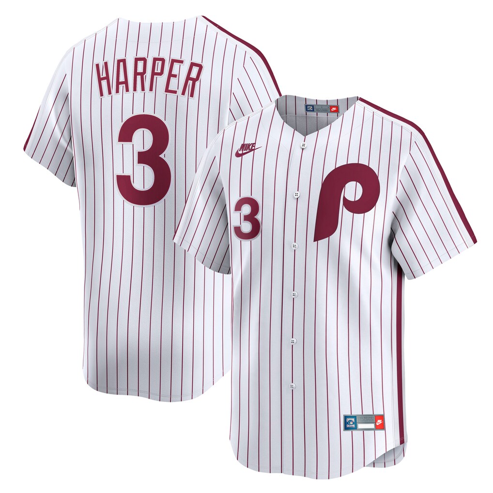 Men's Philadelphia Phillies Bryce Harper Nike White  Cooperstown Collection Limited Jersey - Jersey