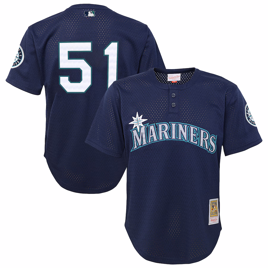 Youth Seattle Mariners Ichiro Suzuki Mitchell & Ness Navy Cooperstown Collection Mesh Batting Practice Jersey - Jersey