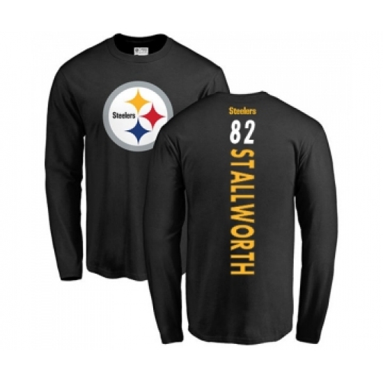 Football Pittsburgh Steelers #82 John Stallworth Black Backer Long Sleeve T-Shirt - Jersey