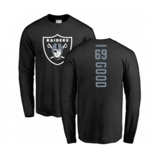 Football Oakland Raiders #69 Denzelle Good Black Backer Long Sleeve T-Shirt - Jersey
