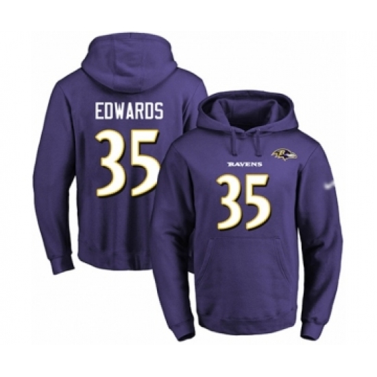Football Men's Baltimore Ravens #35 Gus Edwards Purple Name & Number Pullover Hoodie - Jersey
