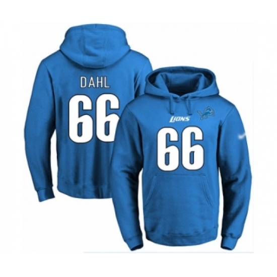 Football Men's Detroit Lions #66 Joe Dahl Blue Name & Number Pullover Hoodie - Jersey