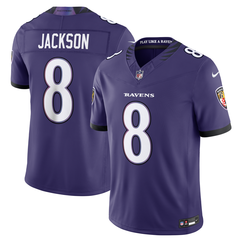 Men's Baltimore Ravens Lamar Jackson Nike Purple Vapor F.U.S.E. Sewn Down Limited Jersey - Jersey
