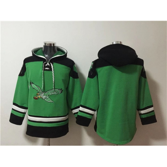 Men's Philadelphia Eagles Blank Green Ageless Must-Have Lace-Up Pullover Hoodie - Jersey