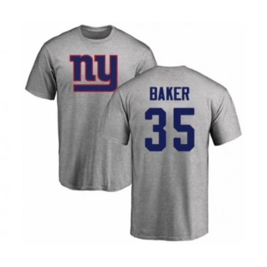 Football New York Giants #35 Deandre Baker Ash Name & Number Logo T-Shirt - Jersey