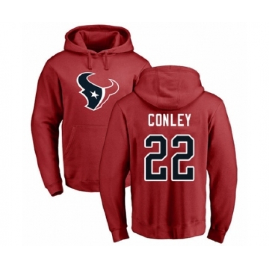 Football Houston Texans #22 Gareon Conley Red Name & Number Logo Pullover Hoodie - Jersey