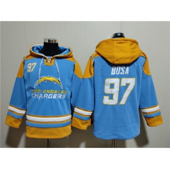 Men's Los Angeles Chargers #97 Joey Bosa Blue Ageless Must-Have Lace-Up Pullover Hoodie - Jersey