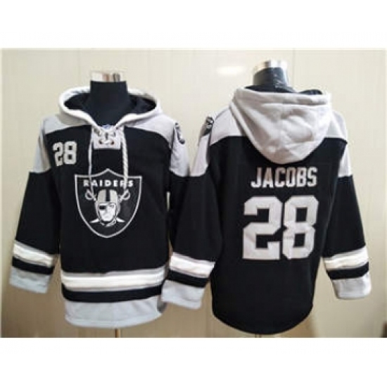 Men's Las Vegas Raiders #28 Josh Jacobs Ageless Must-Have Lace-Up Pullover Football Hoodie - Jersey