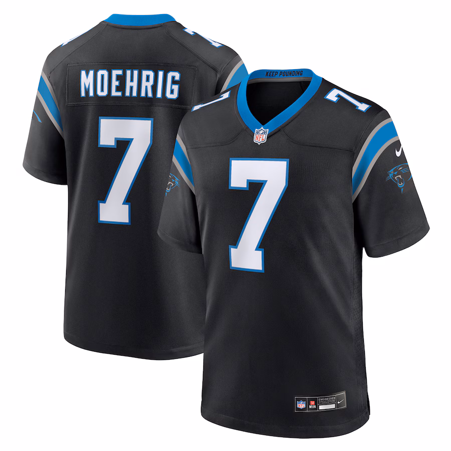 Men's Carolina Panthers Trevon Moehrig Nike Black Team Game Jersey - Jersey
