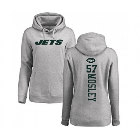 Football Women's New York Jets #57 C.J. Mosley Ash Backer Pullover Hoodie - Jersey