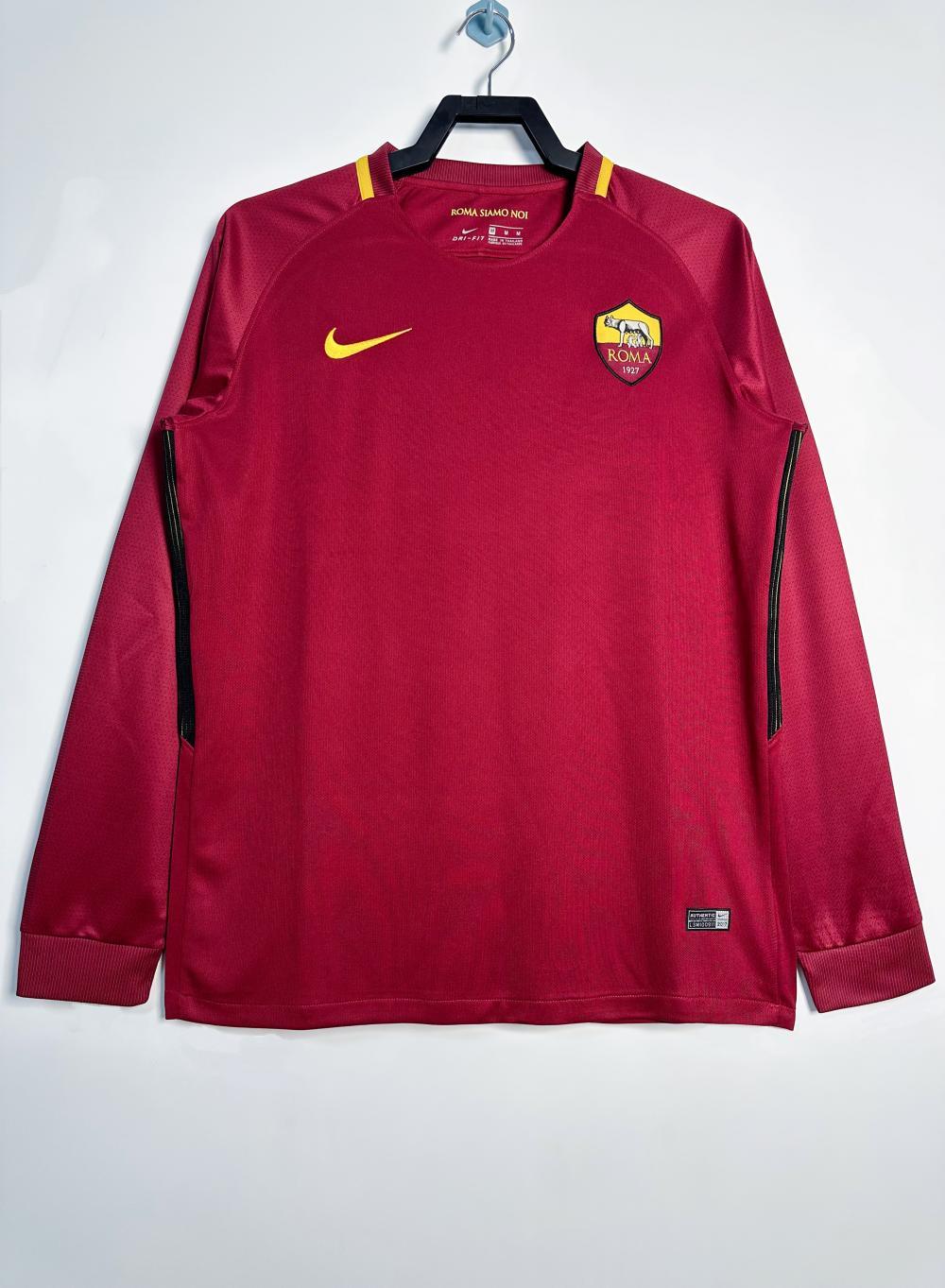 Roma Retro Soccer Jersey Home Long Sleeve Custom Shirt 2017/18 - Jersey