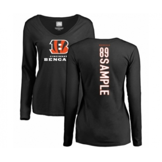 Football Women's Cincinnati Bengals #89 Drew Sample Black Backer Long Sleeve T-Shirt - Jersey