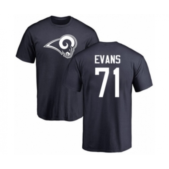 Football Los Angeles Rams #71 Bobby Evans Navy Blue Name & Number Logo T-Shirt - Jersey