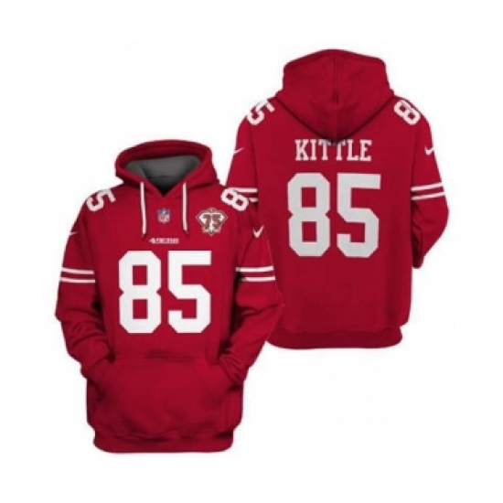 Men's San Francisco 49ers #85 George Kittle 2021 75th Anniversary Alternate Pullover Football Hoodie - Jersey