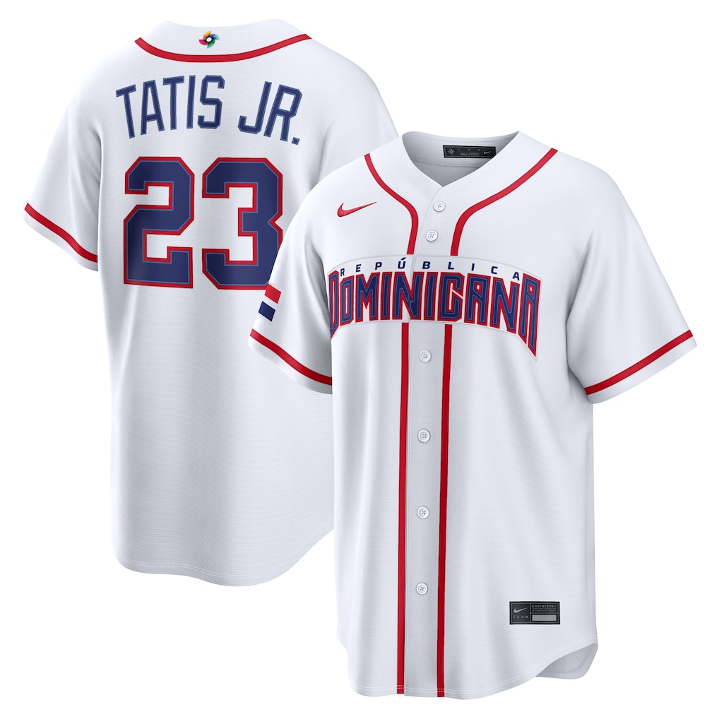 Men's Dominican Republic Baseball Fernando Tatis Jr. Nike White 2026 World Baseball Classic Home Stadium Jersey - Jersey