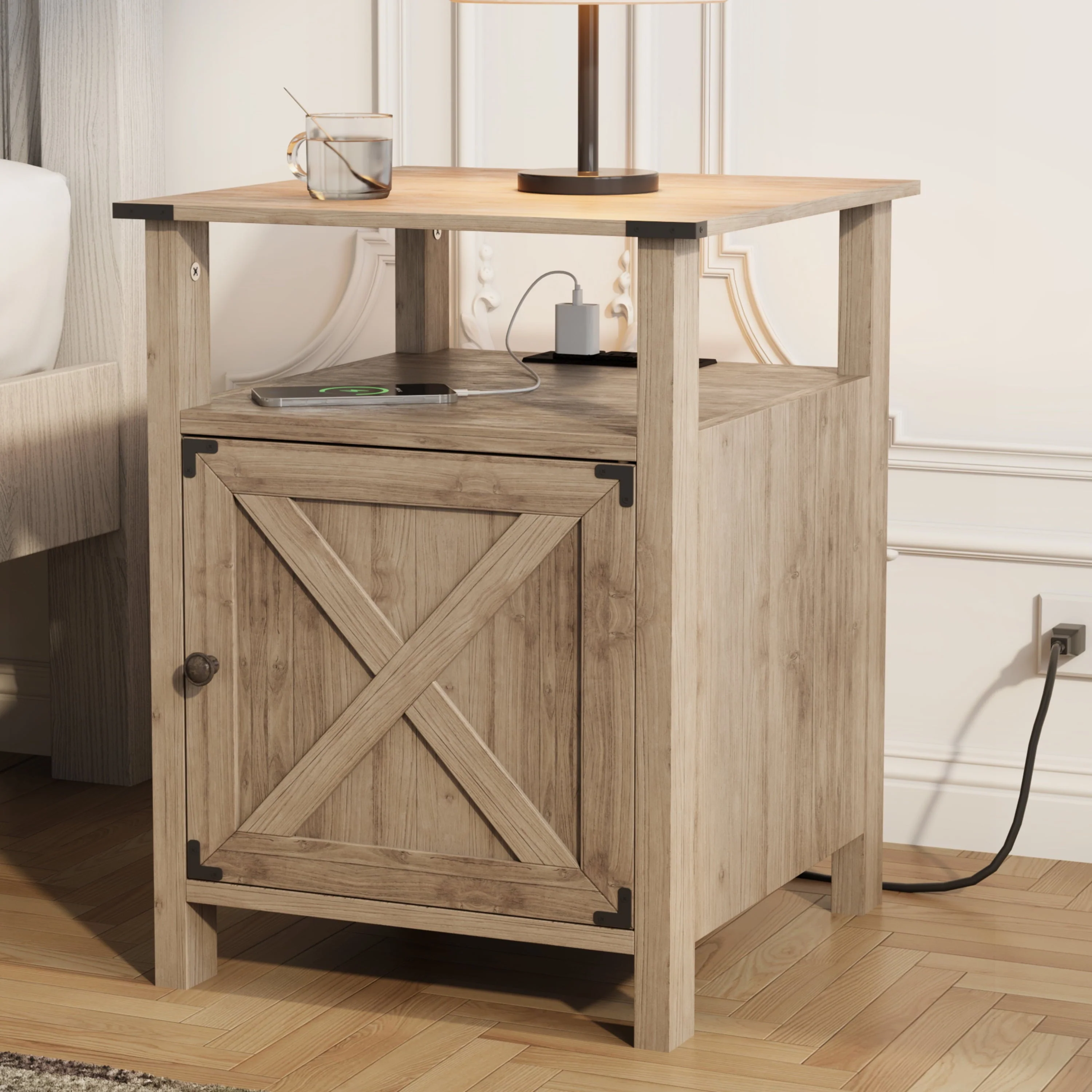 Nightstand for Bedroom Set of 2 ,Behost Farmhouse Small Bedside Table for Bedroom Furniture,White