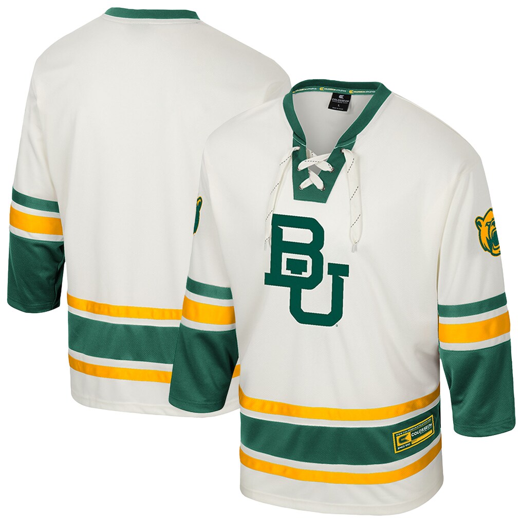 Men's Colosseum Cream Baylor Bears Puck Proud Fashion Hockey Jersey - Jersey