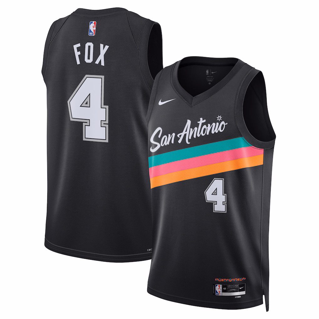 Unisex San Antonio Spurs De'Aaron Fox Nike Black 2025/26 Swingman Jersey - City Edition - Jersey