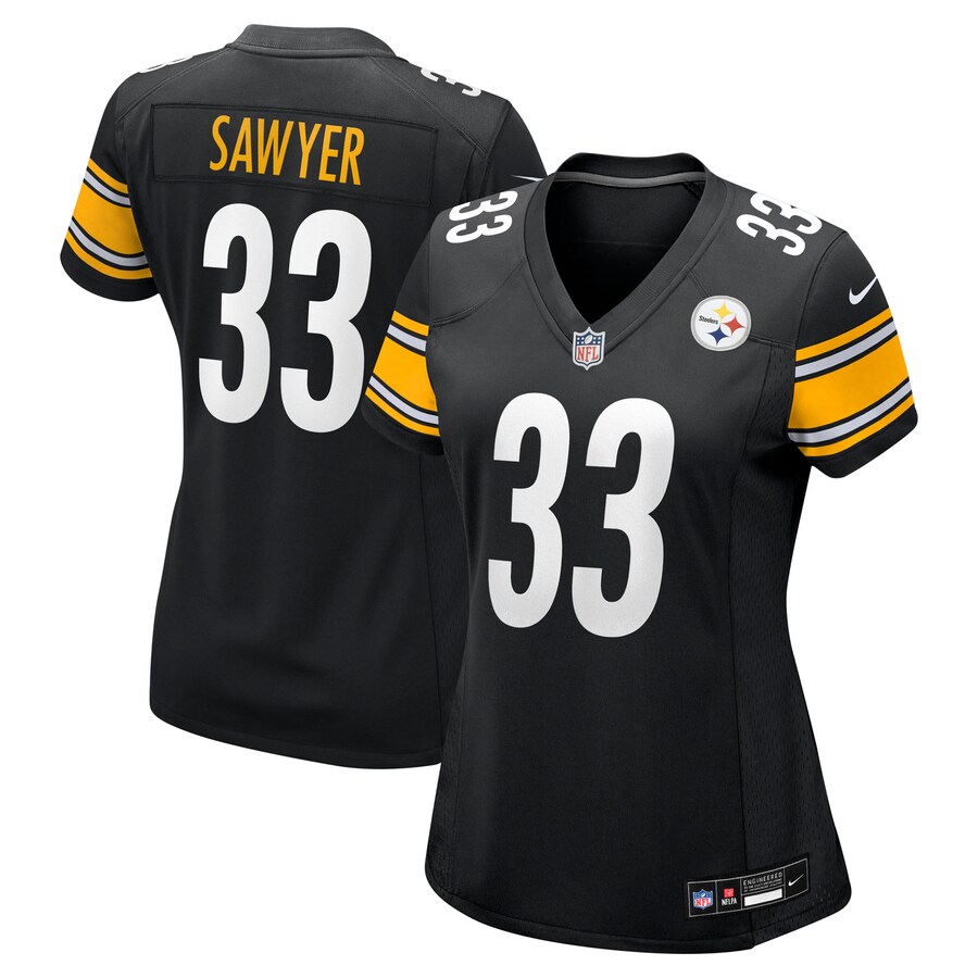 Women's Pittsburgh Steelers Jack Sawyer Nike Black Team Game Jersey - Jersey