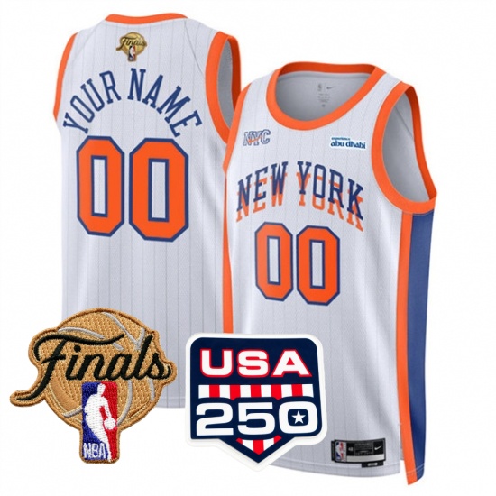 Men's New Yok Knicks Active Player Custom White 2026 Finals Patch City Edition Stitched Basketball Jersey - Jersey