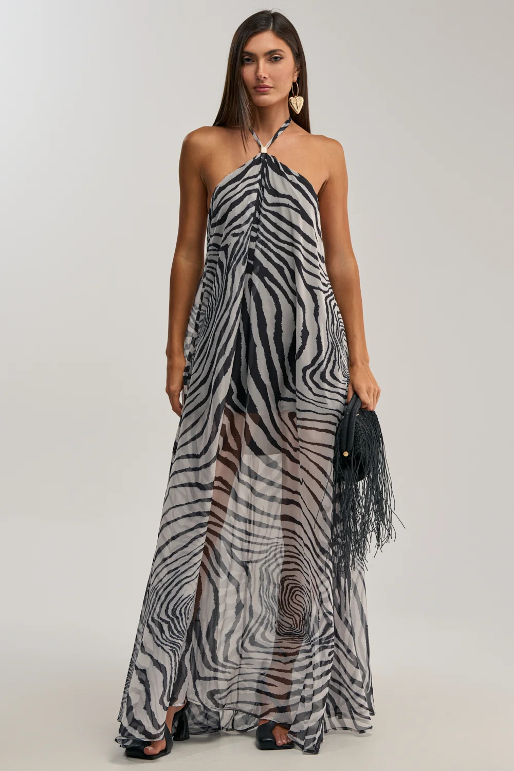 SWEET SIDE CHIFFON MAXI DRESS IN ZEBRA - Akira Wear