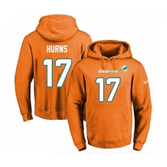 Football Men's Miami Dolphins #17 Allen Hurns Orange Name & Number Pullover Hoodie - Jersey