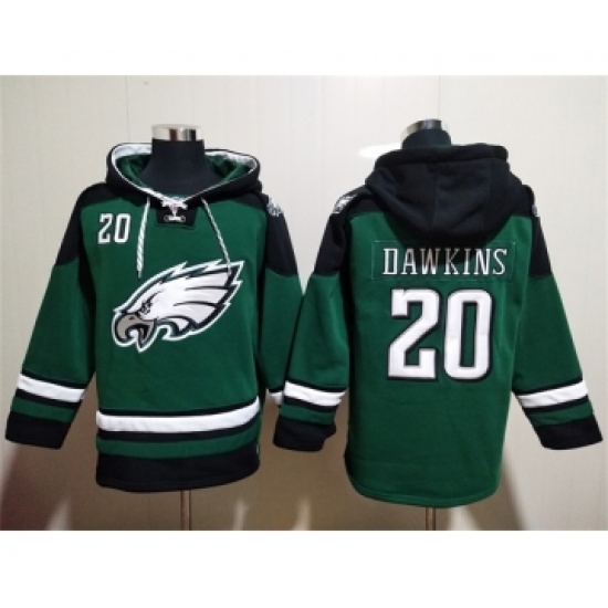 Men's Philadelphia Eagles #20 Brian Dawkins Green Lace-Up Pullover Hoodie - Jersey