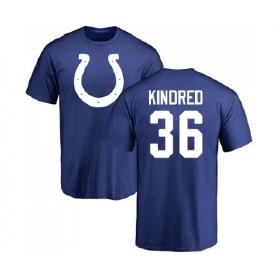 Football Indianapolis Colts #36 Derrick Kindred Royal Blue Name & Number Logo T-Shirt - Jersey