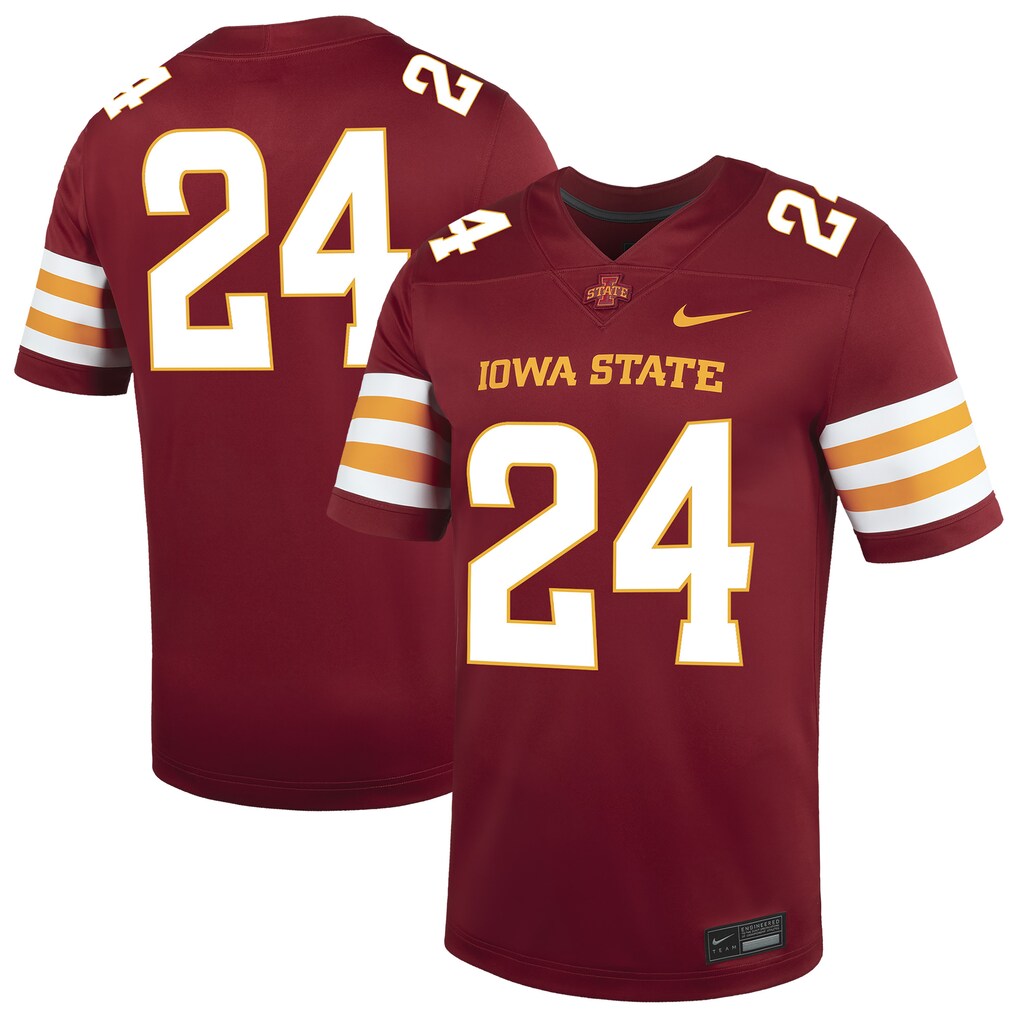 Men's Nike #24 Cardinal Iowa State Cyclones Game Football Jersey - Jersey