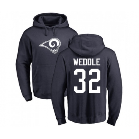 Football Los Angeles Rams #32 Eric Weddle Navy Blue Name & Number Logo Pullover Hoodie - Jersey